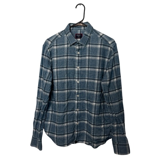 UNTUCKit Other - Untuckit Shirt Mens Medium Blue Plaid Salentino Flannel Slim Fit Long Sleeve